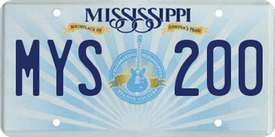 MS license plate MYS200