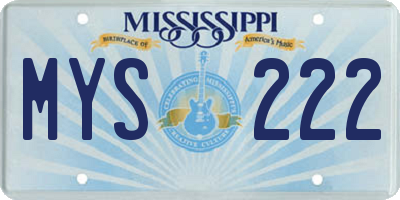 MS license plate MYS222