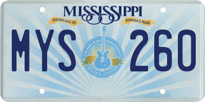 MS license plate MYS260