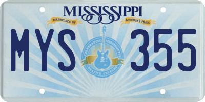 MS license plate MYS355