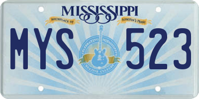 MS license plate MYS523