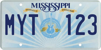 MS license plate MYT123