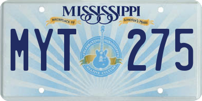 MS license plate MYT275