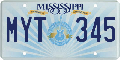 MS license plate MYT345