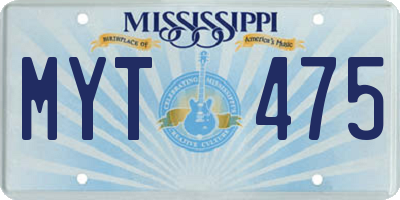 MS license plate MYT475