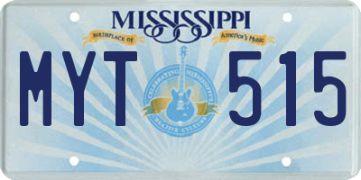 MS license plate MYT515