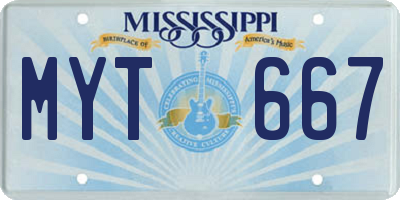 MS license plate MYT667