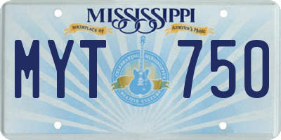 MS license plate MYT750
