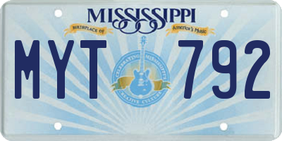 MS license plate MYT792