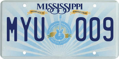 MS license plate MYU009