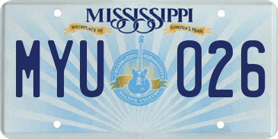 MS license plate MYU026