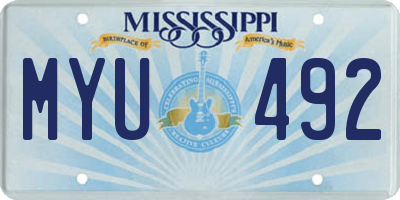 MS license plate MYU492