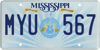 MS license plate MYU567