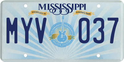 MS license plate MYV037