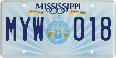 MS license plate MYW018