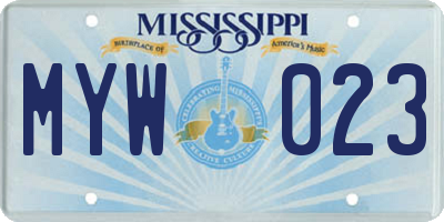 MS license plate MYW023