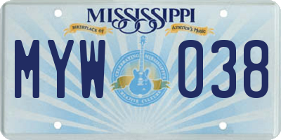 MS license plate MYW038