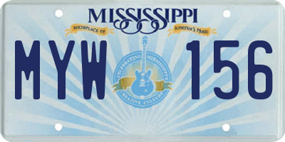 MS license plate MYW156