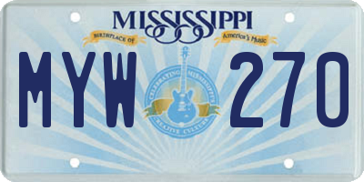 MS license plate MYW270