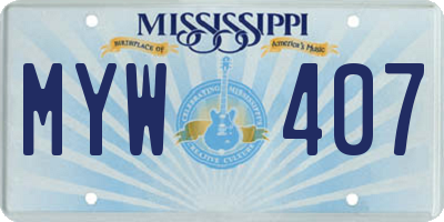 MS license plate MYW407