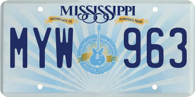 MS license plate MYW963