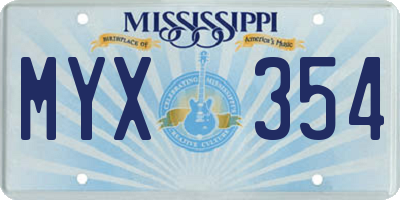 MS license plate MYX354