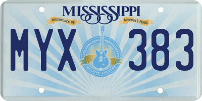 MS license plate MYX383