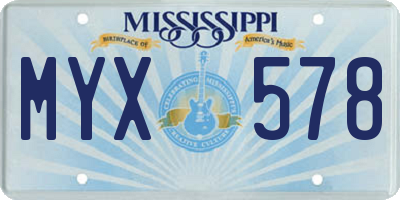 MS license plate MYX578
