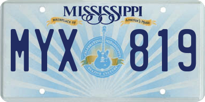MS license plate MYX819