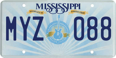 MS license plate MYZ088