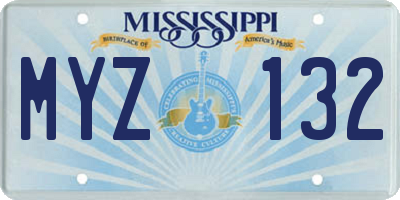 MS license plate MYZ132