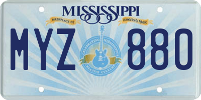MS license plate MYZ880