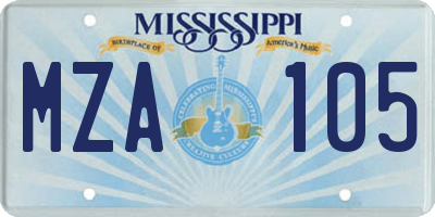 MS license plate MZA105