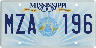 MS license plate MZA196