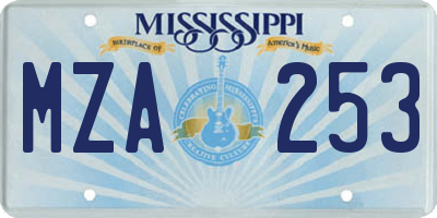 MS license plate MZA253