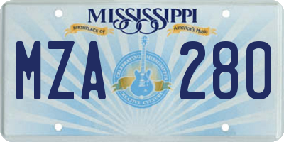 MS license plate MZA280