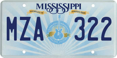 MS license plate MZA322