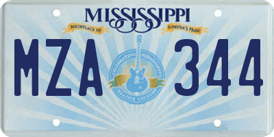 MS license plate MZA344