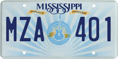 MS license plate MZA401