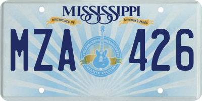 MS license plate MZA426