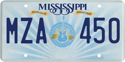 MS license plate MZA450