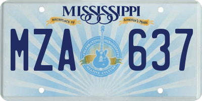 MS license plate MZA637