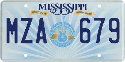 MS license plate MZA679