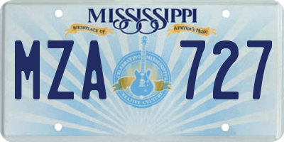 MS license plate MZA727
