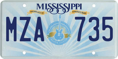 MS license plate MZA735