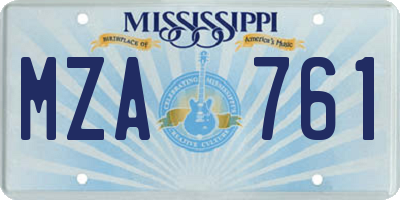 MS license plate MZA761