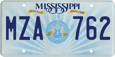MS license plate MZA762