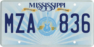 MS license plate MZA836