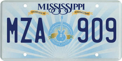 MS license plate MZA909