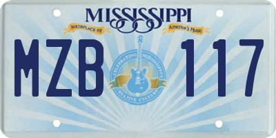 MS license plate MZB117